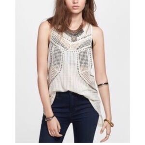 Free People White Crochet Tank Top Size L